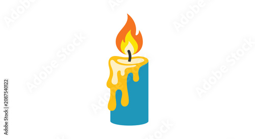 Tableau sur toile Burning candle illustration with dripping wax on a white background taper illumi