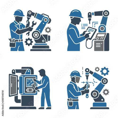 Fotografie Industrial worker with robotic arms.