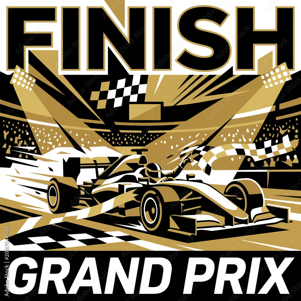 Obraz premium Formula One Grand Prix Victory Celebration Abstract Art Racing Emblem