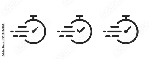 Speed time icon. Rapid line symbol. Stopwatch fast icon