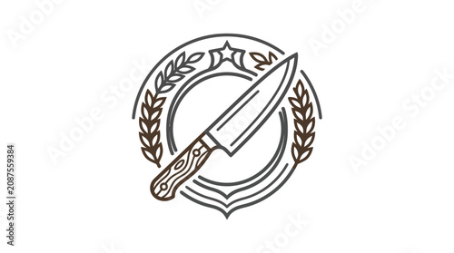 Cuadro en lienzo Professional Black and White Emblem of a Hammer and Sickle with Laurel Wreath an