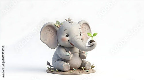 World Elephant Day Conservation Paper Art Elephant Silhouette with Nature Landscape