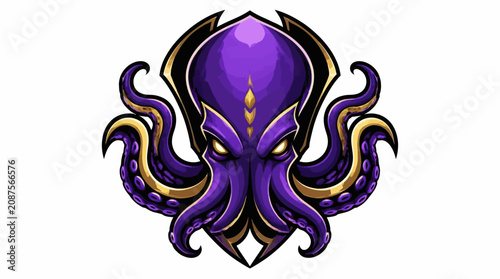 Photos Stylized Purple Octopus Creature Illustration.