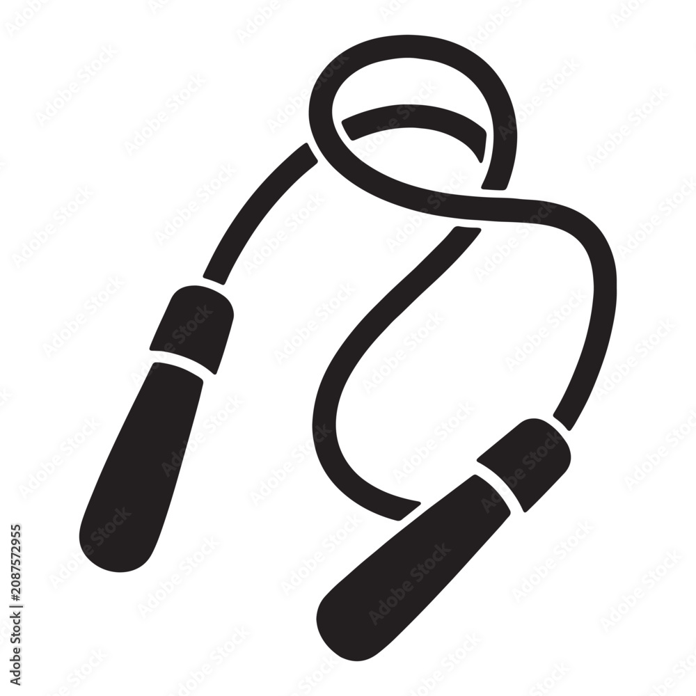 Obraz premium Jump rope with handles in black and white vector style Vector