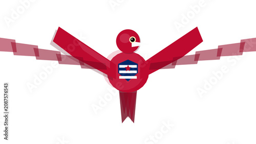 Foto Red bird with Costa Rican flag on chest, isolated on transparent background