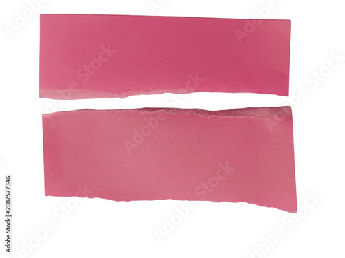 Photos Two horizontal pink fabric strips with frayed edges isolated on transparent back