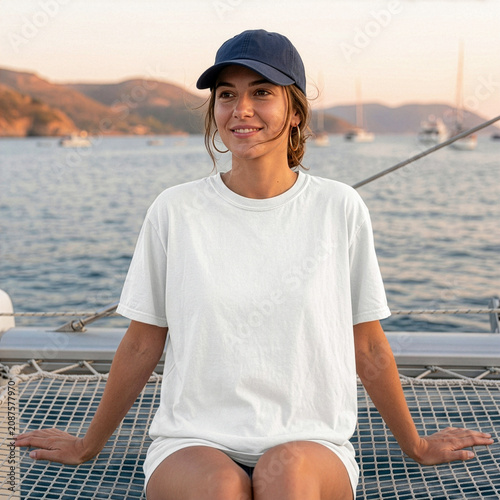 young woman on the yacht