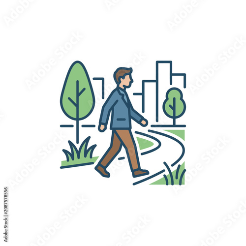 Canvastavla Man walking on a path alone.
