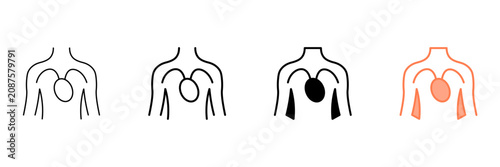 Foto Set of minimalist thymus gland icons with transparent background, depicting huma