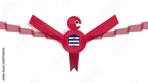 Fotografija Red bird with Costa Rican flag on chest, isolated on transparent background