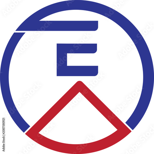 Circular Logo with Letter E and Triangle Composition isolated on transparent background