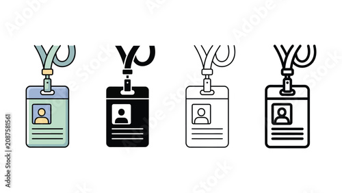 Collection of identification badges with lanyards displayed digitally