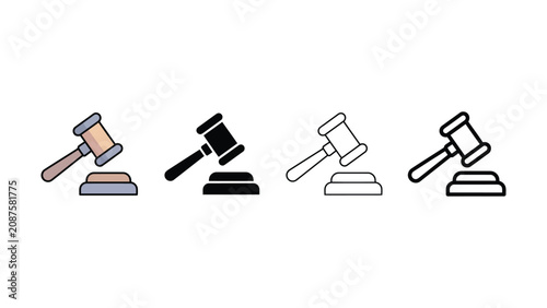 Konstfotografi Four different gavel icons representing justice and legal decisions