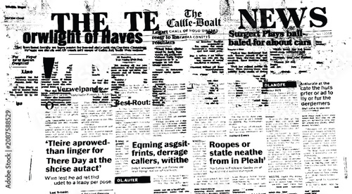Nostalgic retro newspaper mockup with decorative header fonts.