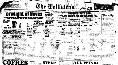 Foto Aged print media newspaper column layout vector graphic