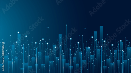 Futuristic Digital Technology Background With Data Lines, Network Connectivity and Abstract Light Particles