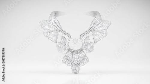 Elegant abstract wireframe sculpture against white backdrop for design