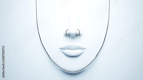 Minimalist abstract face illustration on white background for design