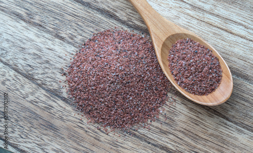 Fine black salt from the Himalayas on a cutting board