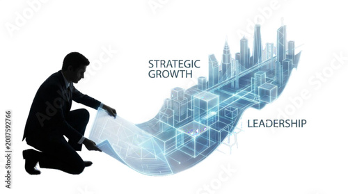 silhouette of a womanSilhouette professional unfolding strategic growth and leadership concept with digital wave and cityscape