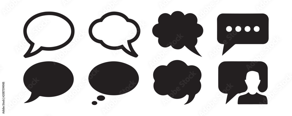 Fototapeta premium Diverse set of communication speech bubbles for conversation messaging feedback and user interface.