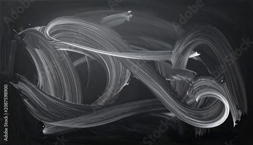 Abstract chalk swirls and scribbles on a dark chalkboard surface, dynamic lines, textured strokes, artistic background
