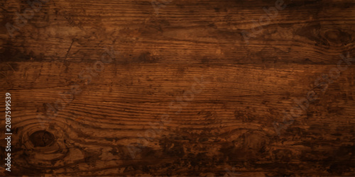 Konstfotografi Aged Dark Brown Wood Texture Background with Grunge Vintage Timber Surface Patte