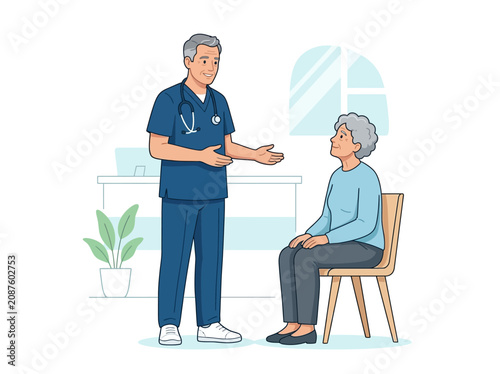Medical Consultation Doctor Speaking With Senior Patient In Clinic