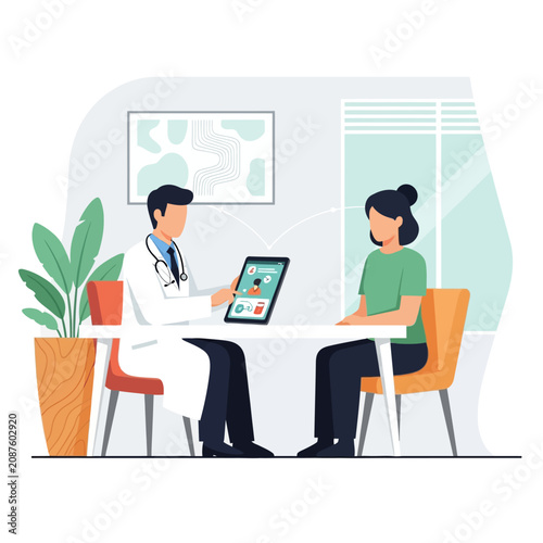 Medical Consultation With Doctor And Patient Using Digital Tablet