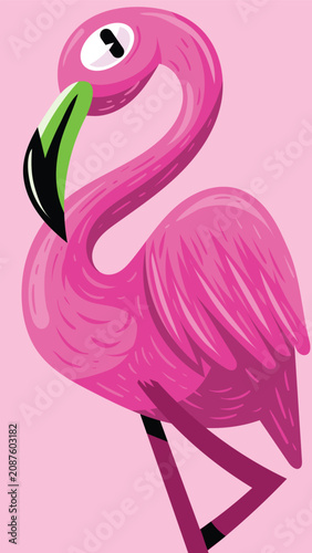 flamingo pink flat illustration cute 