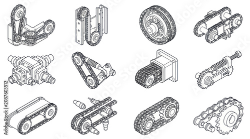 Foto Collection of Industrial Mechanical Drive Systems and Components.
