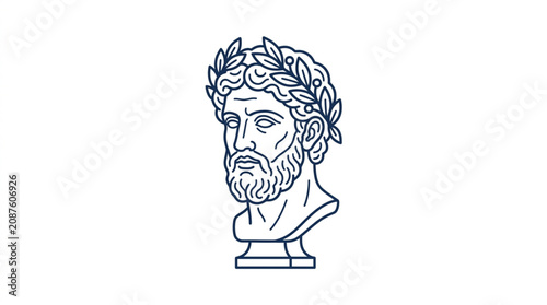 Classical Greek Philosopher Bust Illustration.