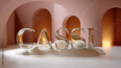 Stylish and Modern Art Installation Showcasing the Letters CASSI in a Creative Sandy Environment