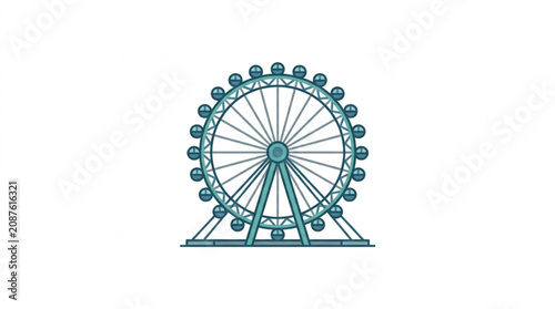 Fotografija Colorful Ferris Wheel Illustration with Detailed Gondolas.