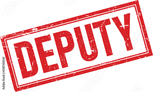 Foto Red rectangular rubber ink stamp with a distressed texture and the word deputy i