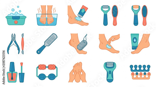 Bild auf Leinwand Flat Design Icons of Personal Care and Beauty Tools.