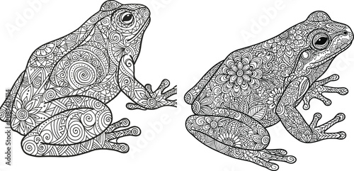 Cute Frog Coloring Page – Detailed Line Art for Kids and Adults