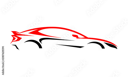 Luxury Sports Car Line Art Logo Design