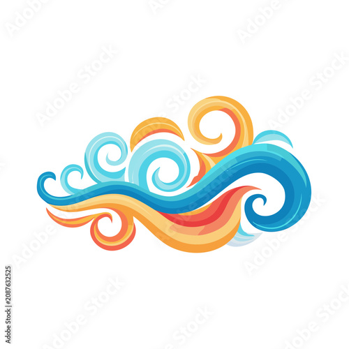 Colorful abstract wave and swirl vector illustration