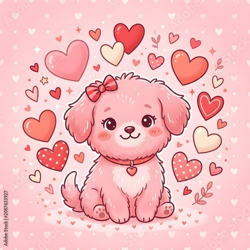  pink dog with hearts