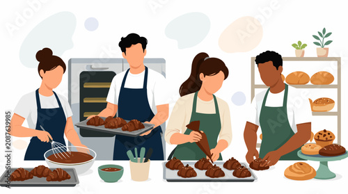 World Chocolate Day Celebrating People Baking and Preparing Chocolate Treats.