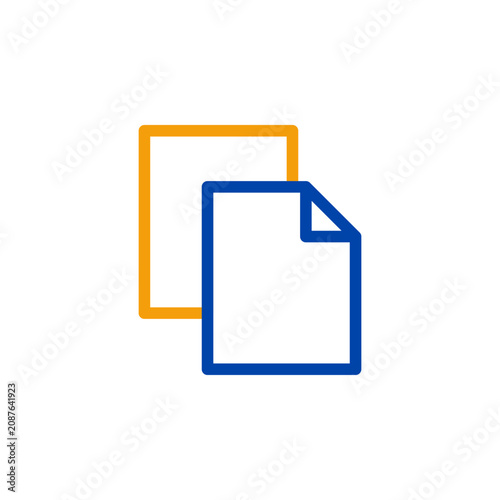 Copy icon in blue and orange Outline Dual Tone symbol for content duplication