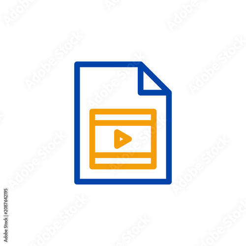 Video file icon in blue and orange Outline Dual Tone symbol for media document
