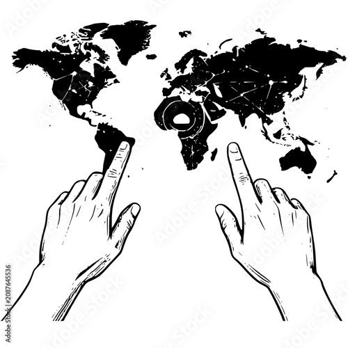 Man Hand Holding World Map Globe Illustration Vector Global Business Travel Earth Continents Concept Design Icon Art