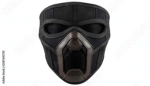 Black Tactical Protective Mask for Airsoft or Cosplay Isolated on White Background.