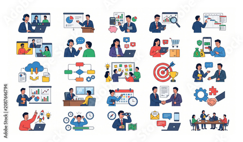 Billede på lærred business, illustration, people, management, finance, marketing, ecommerce, proje