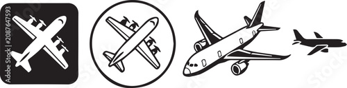 Photos Airplane Icons Set Travel Aviation Aircraft Symbols Vector Design