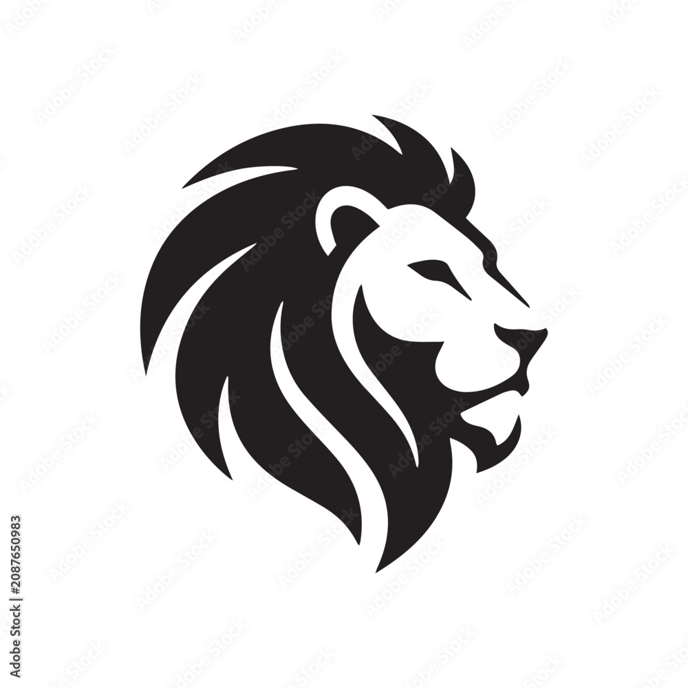 Fototapeta premium minimalist black lion head profile logo design for corporate branding
