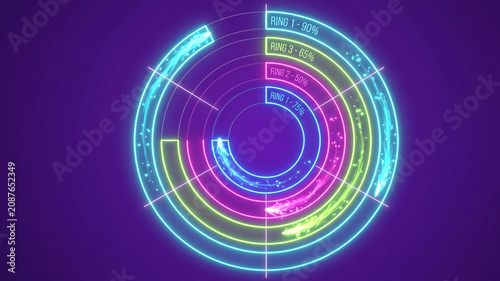 Futuristic HUD Circular Loading Bar Graphic on Purple Background
