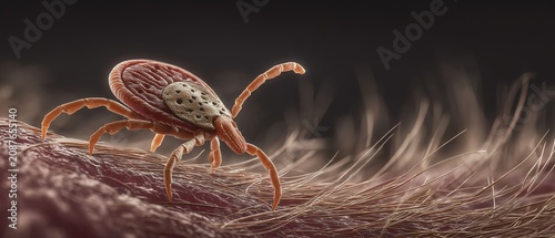 Detailed close-up of a tick on fur.